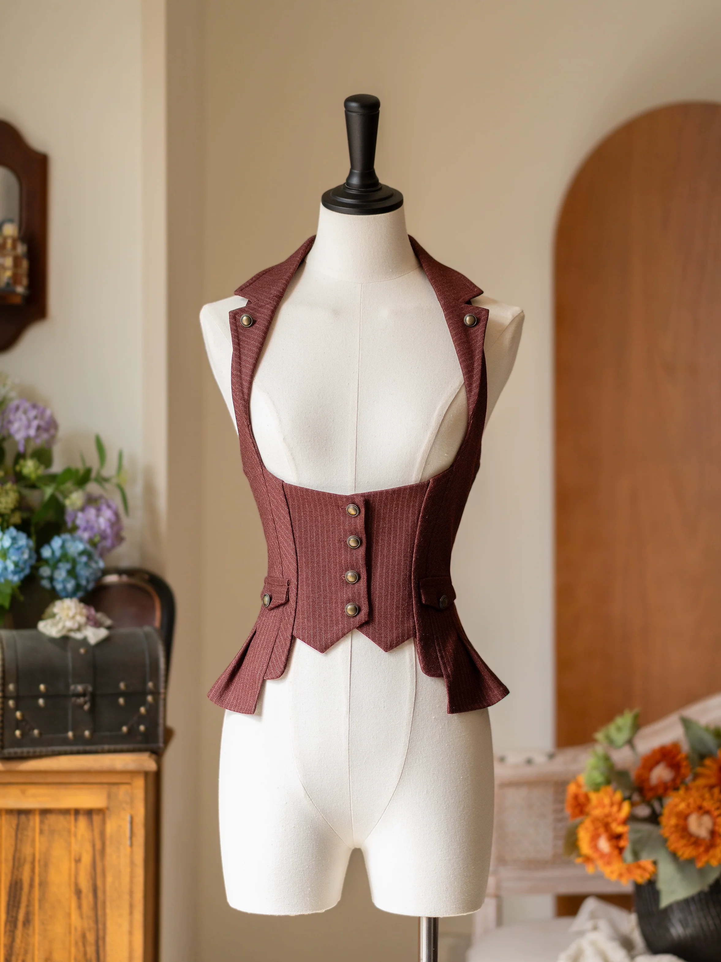 Forest Contract - Classic Lolita Striped Vest, Elastic Waist - Image 3