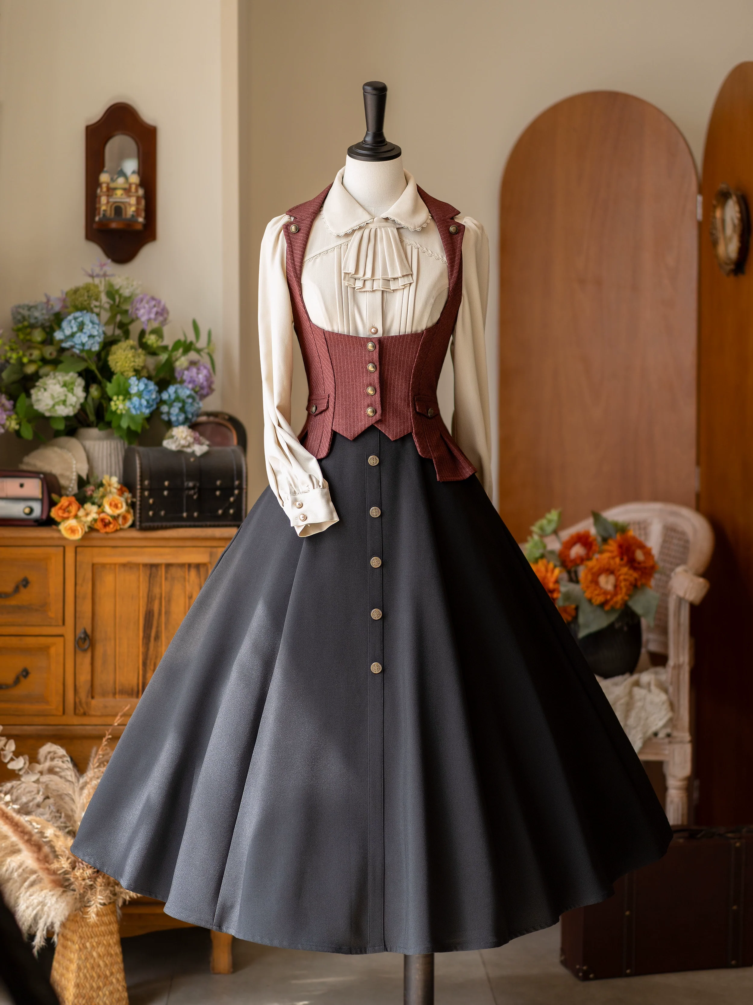 Forest Contract - Classic Lolita Striped Vest, Elastic Waist - Image 7