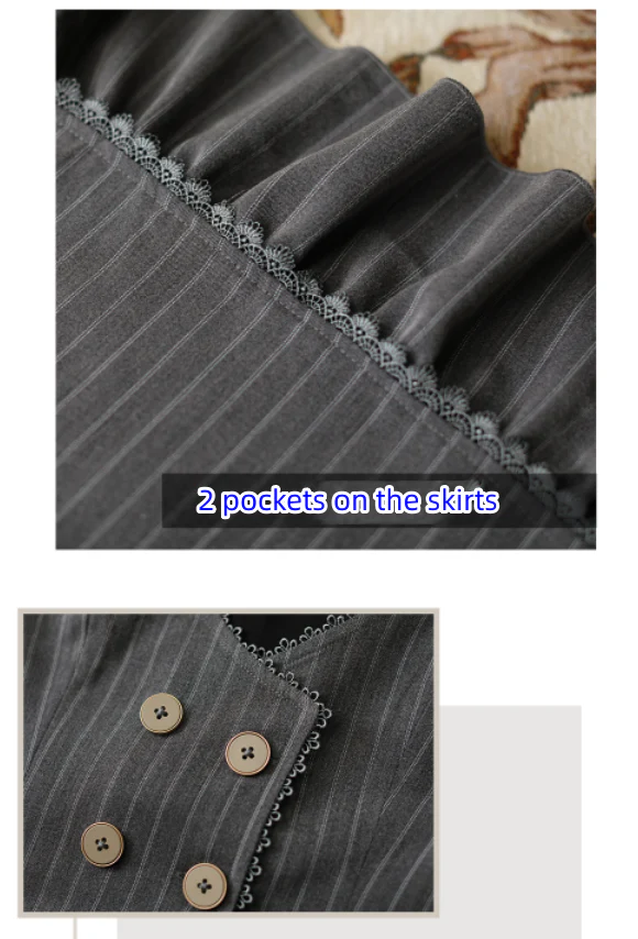 North of the Forest - Classic Lolita Striped Vest Skirt Set - Image 29