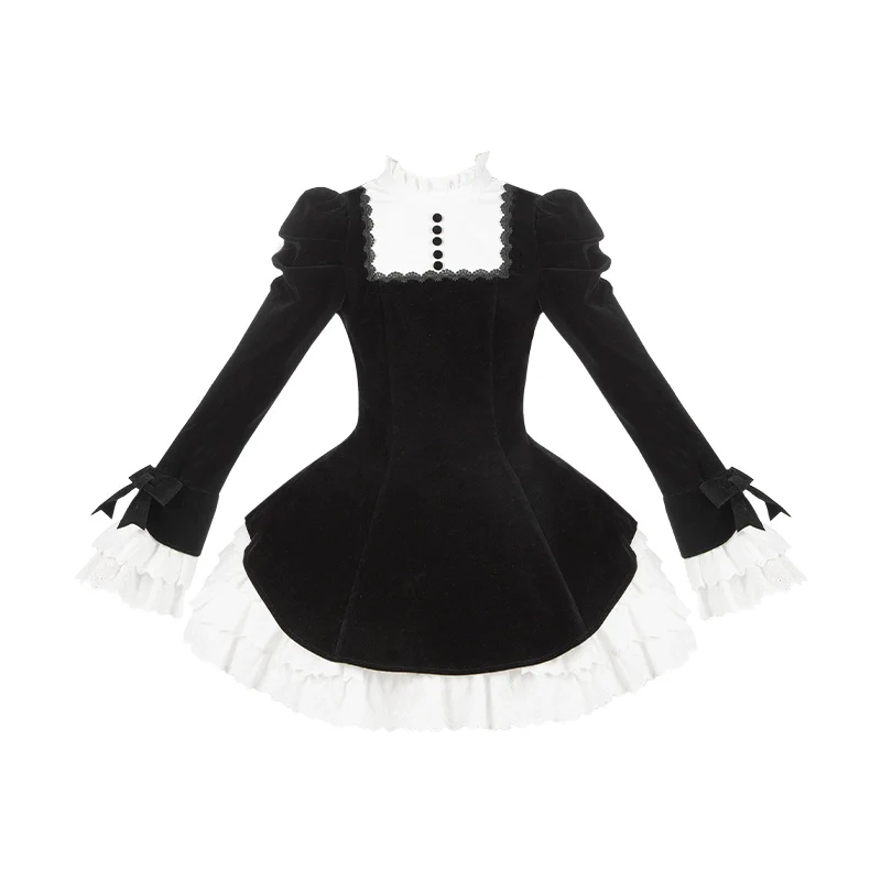 With PUJI - To the Dusk - Classic Lolita Tiered-Skirt OP, Long Irregular Hem - Image 30