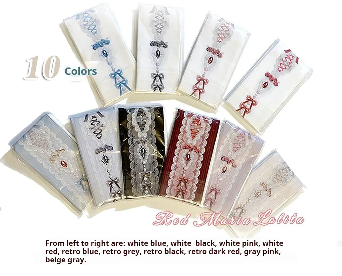 Red Maria - Classic Lolita Tights Baroque Pearl Printed Lolita Pantyhose - Image 5