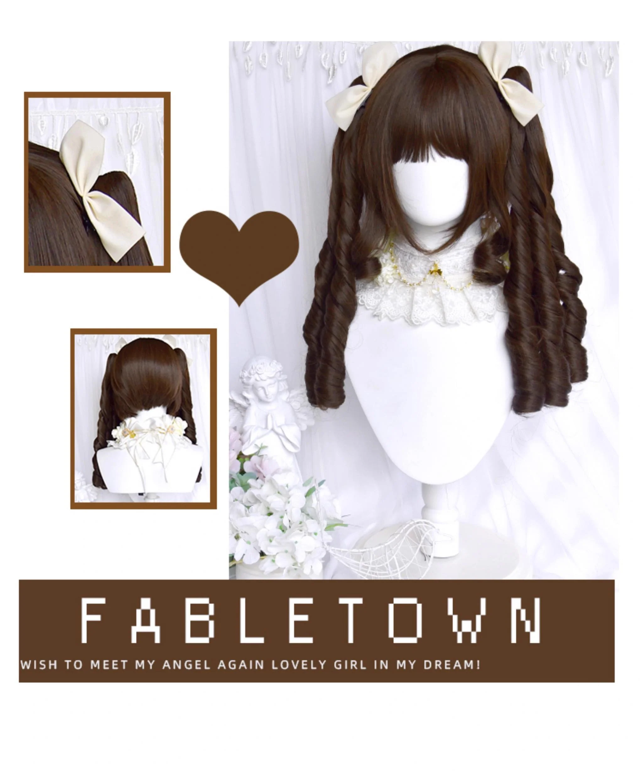 Sinwavy - Fairy Tale Town - Classic Lolita Wig Dark Brown Roman Curly Double Ponytail Wig - Image 10