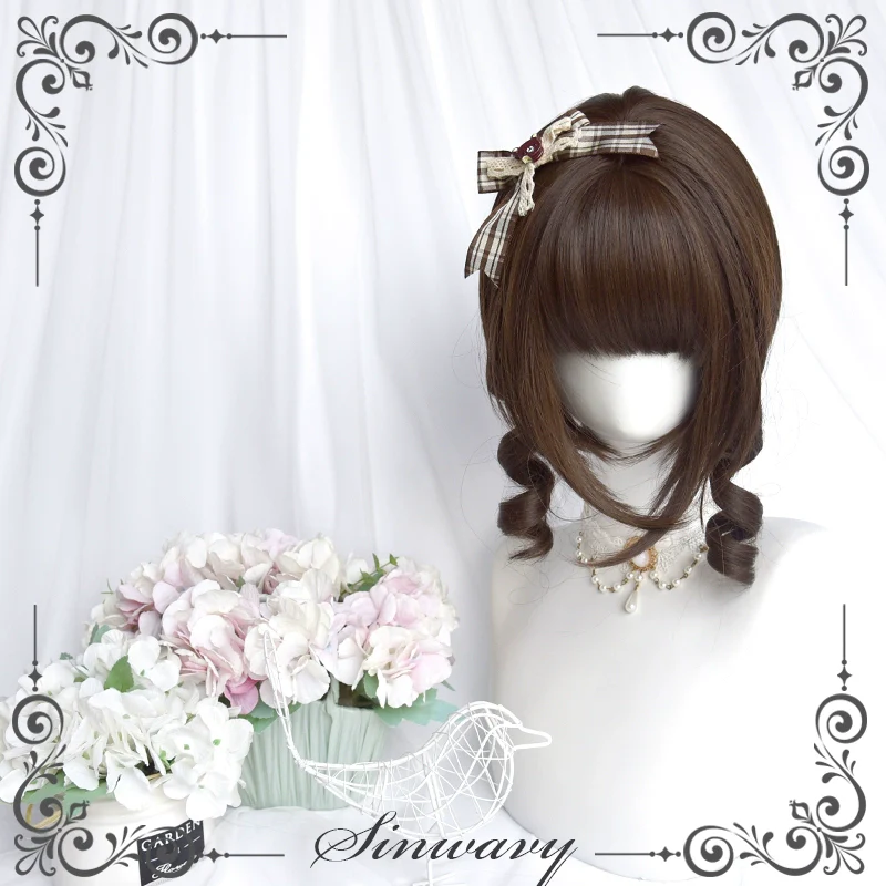 Sinwavy - Fairy Tale Town - Classic Lolita Wig Dark Brown Roman Curly Double Ponytail Wig - Image 2