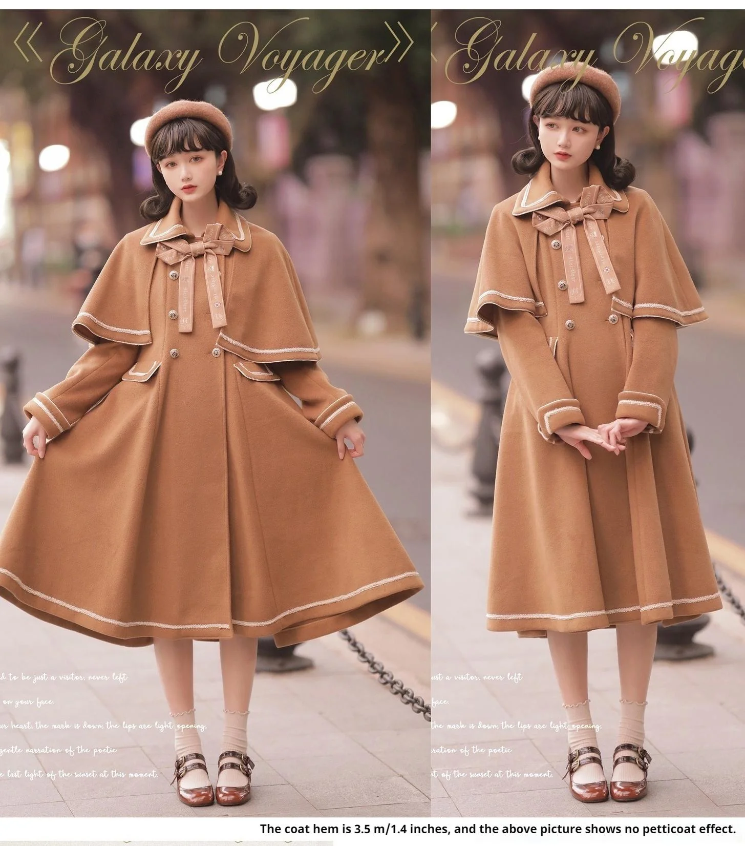 Galaxy Traveler - Classic School Lolita Overcoat with Detachable Cape and Bow - Image 28
