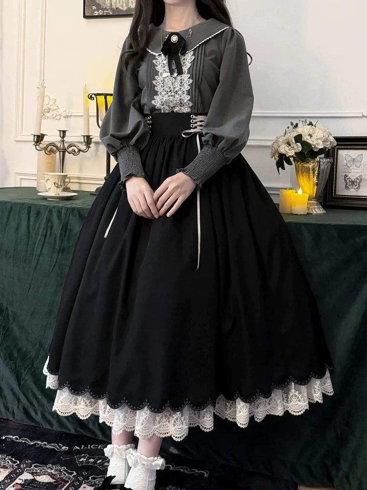 Countess's Autumn Travel - Vintage Lolita Shirt and Skirt - Image 3