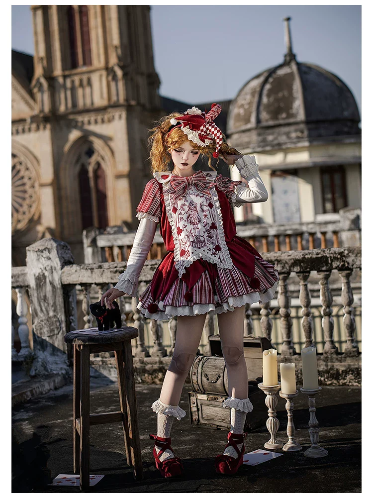 Puppet Mask - Clown Inspired Gothic Lolita OP Dress, Loose Fit - Image 19