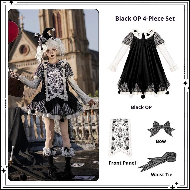 Puppet Mask - Clown Inspired Gothic Lolita OP Dress, Loose Fit - Image 25