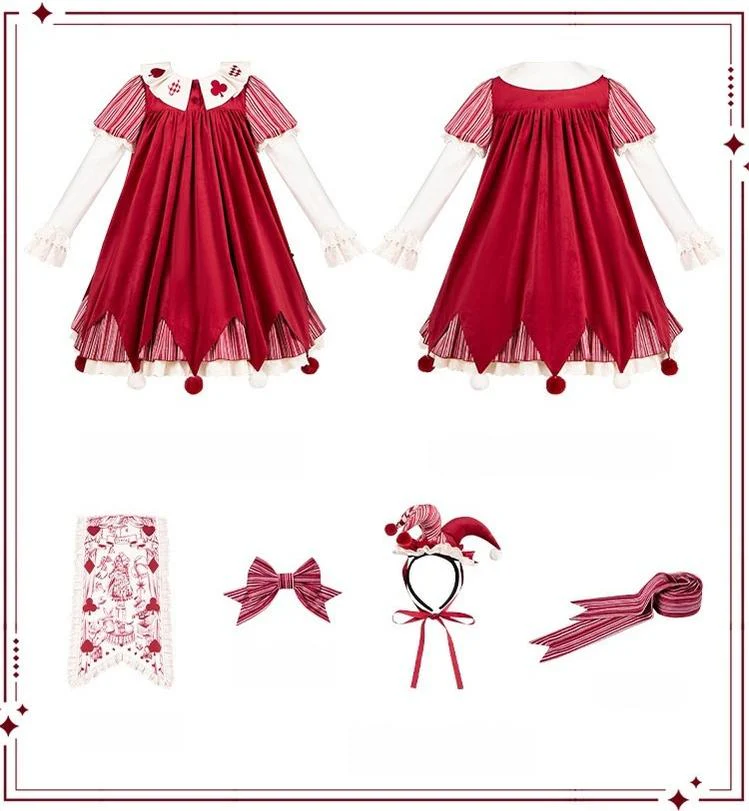 Puppet Mask - Clown Inspired Gothic Lolita OP Dress, Loose Fit - Image 29