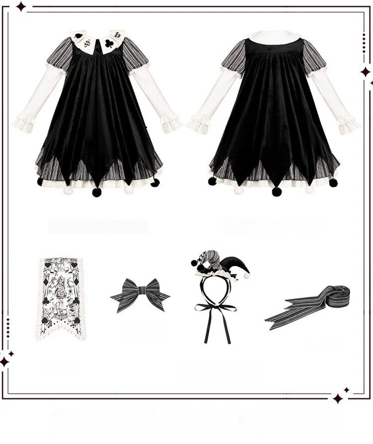 Puppet Mask - Clown Inspired Gothic Lolita OP Dress, Loose Fit - Image 30