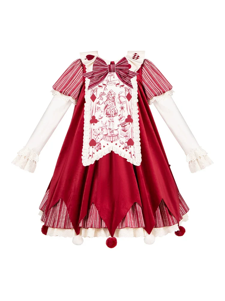 Puppet Mask - Clown Inspired Gothic Lolita OP Dress, Loose Fit - Image 34