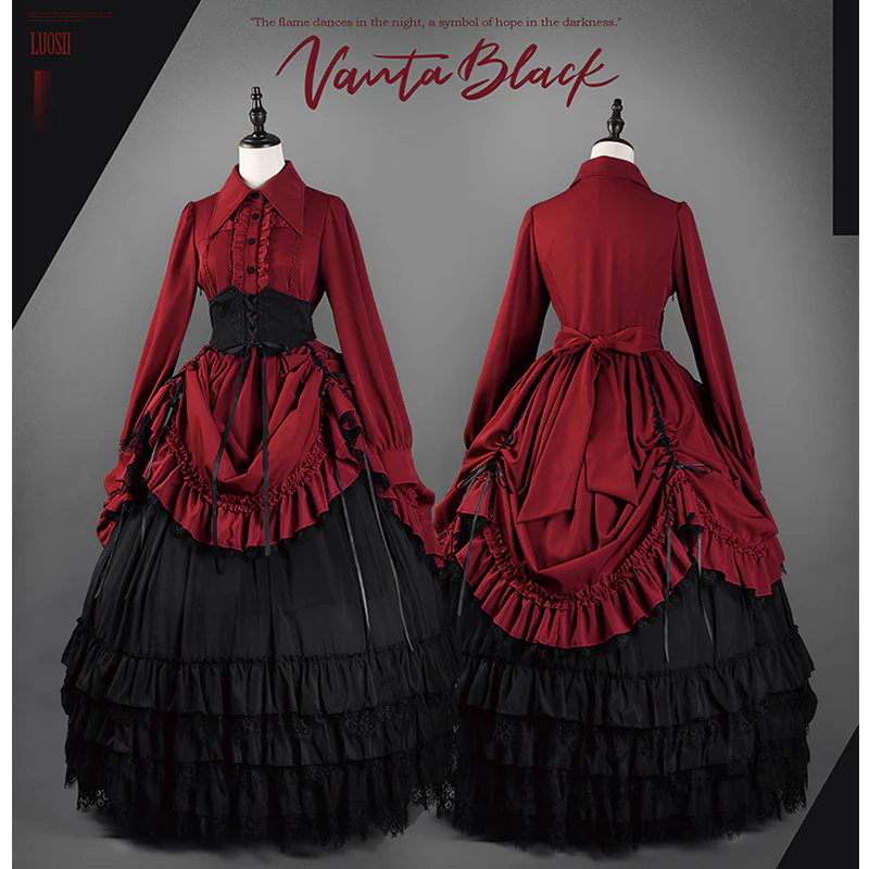 Bloodlust Banquet - Color-Block Gothic Lolita Dress, Lifted Hem - Image 10