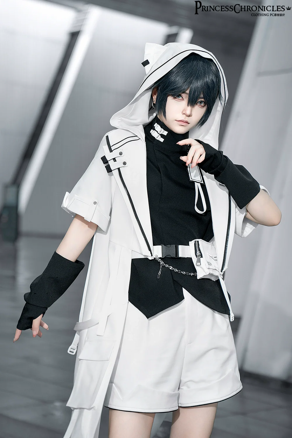 White Cat - Futuristic Style Cool Lolita Pants Suit With Cat Ear Coat - Image 10