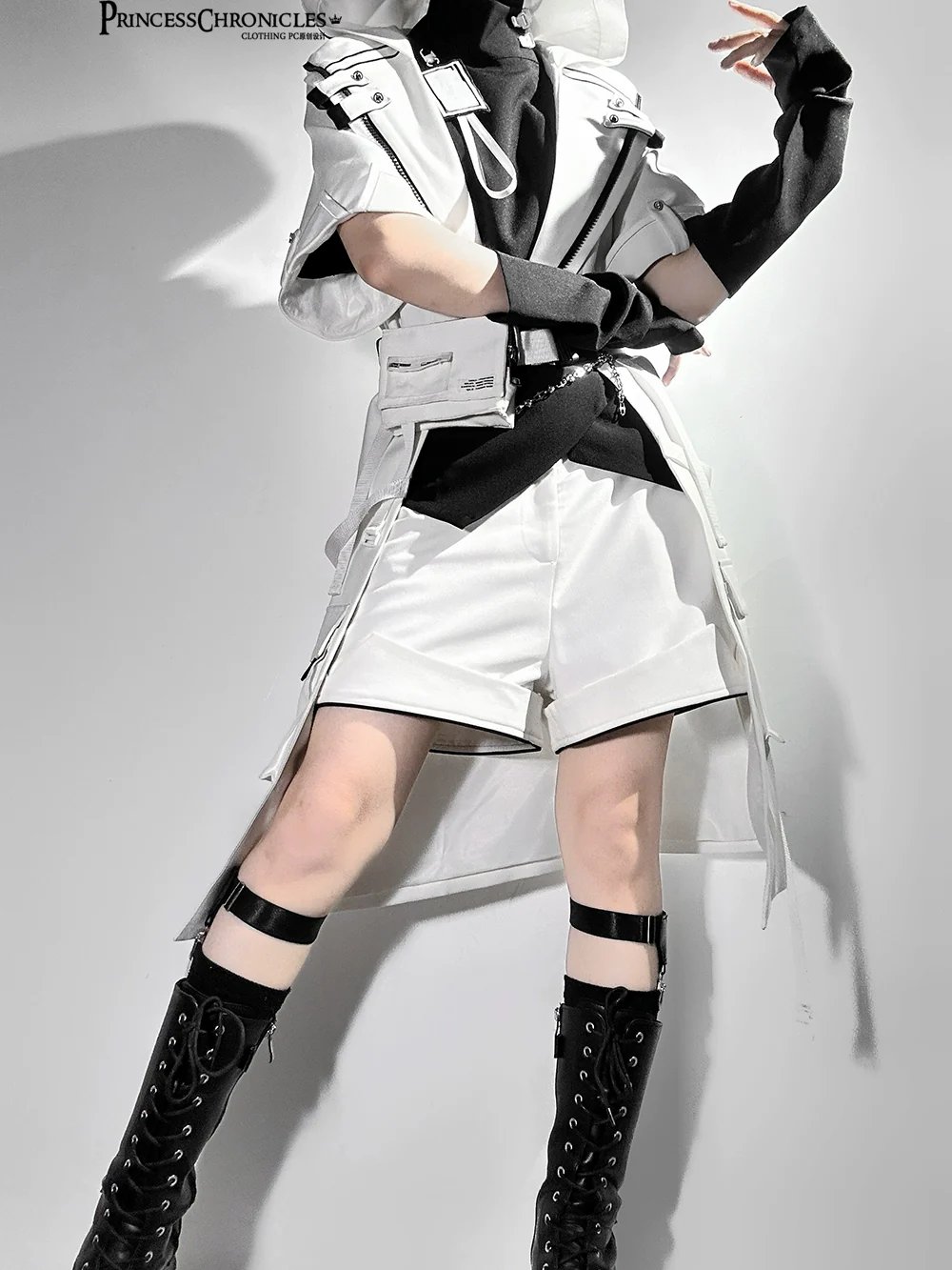 White Cat - Futuristic Style Cool Lolita Pants Suit With Cat Ear Coat - Image 14