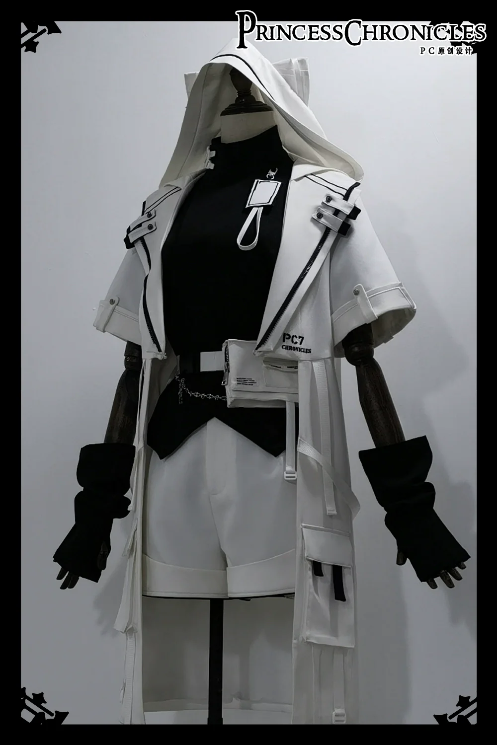 White Cat - Futuristic Style Cool Lolita Pants Suit With Cat Ear Coat - Image 19