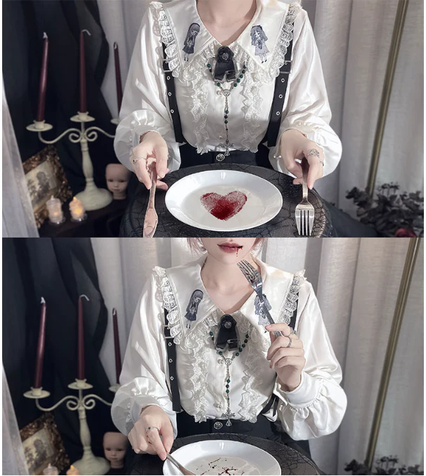 Corroding the Heart - Ouji Lolita Shirt Suspenders Shorts - Image 14