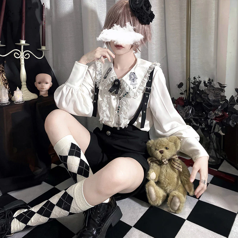 Corroding the Heart - Ouji Lolita Shirt Suspenders Shorts - Image 15