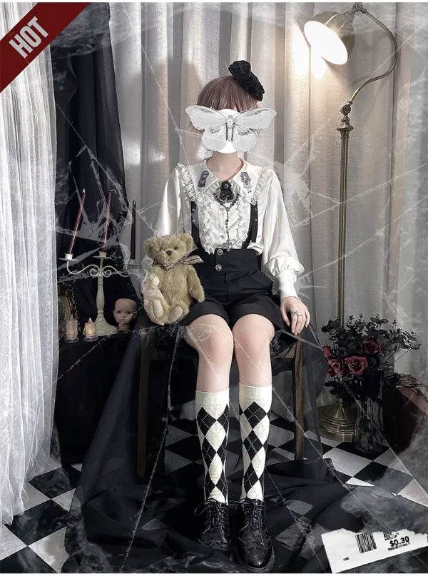 Corroding the Heart - Ouji Lolita Shirt Suspenders Shorts - Image 22