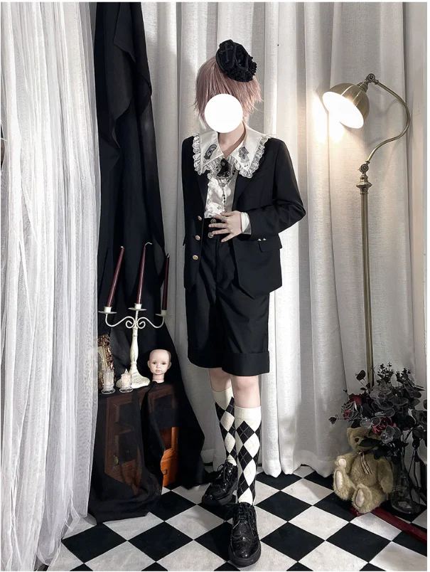 Corroding the Heart - Ouji Lolita Shirt Suspenders Shorts - Image 24