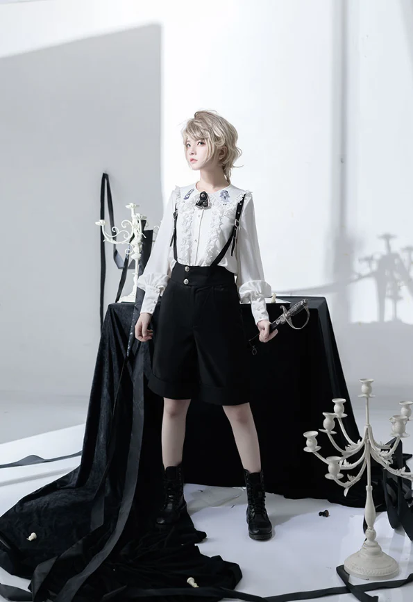 Corroding the Heart - Ouji Lolita Shirt Suspenders Shorts - Image 3