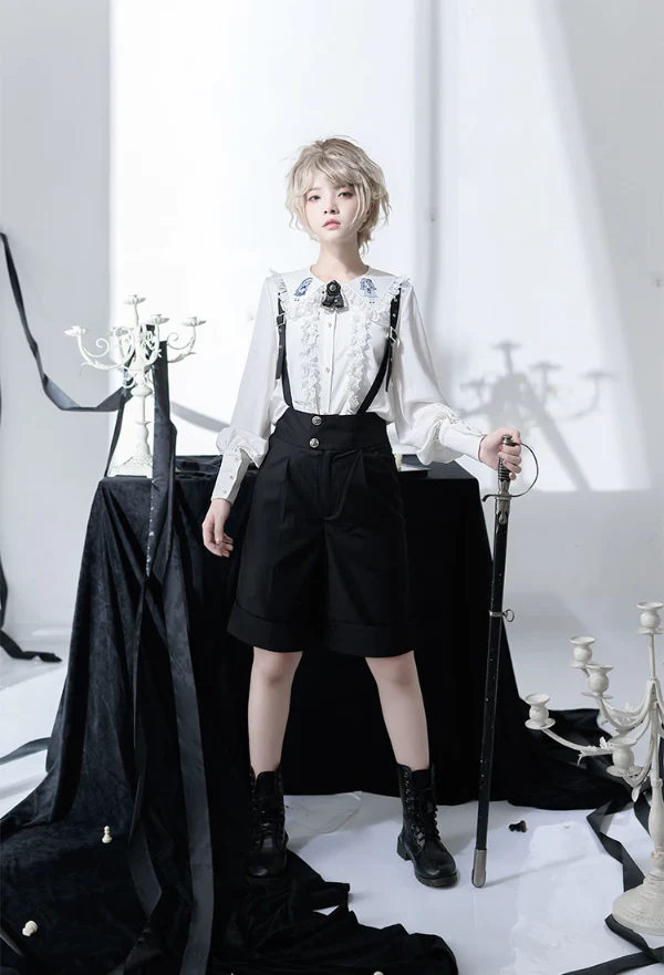 Corroding the Heart - Ouji Lolita Shirt Suspenders Shorts - Image 4