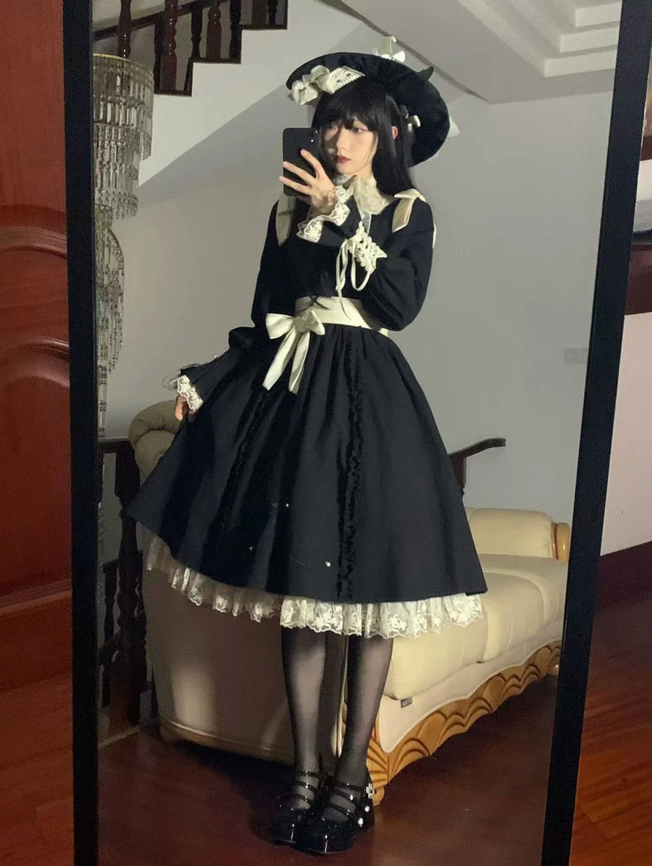 Moonlit Lily - Cotton Classic Lolita OP Dress, Lily Embroidery - Image 12