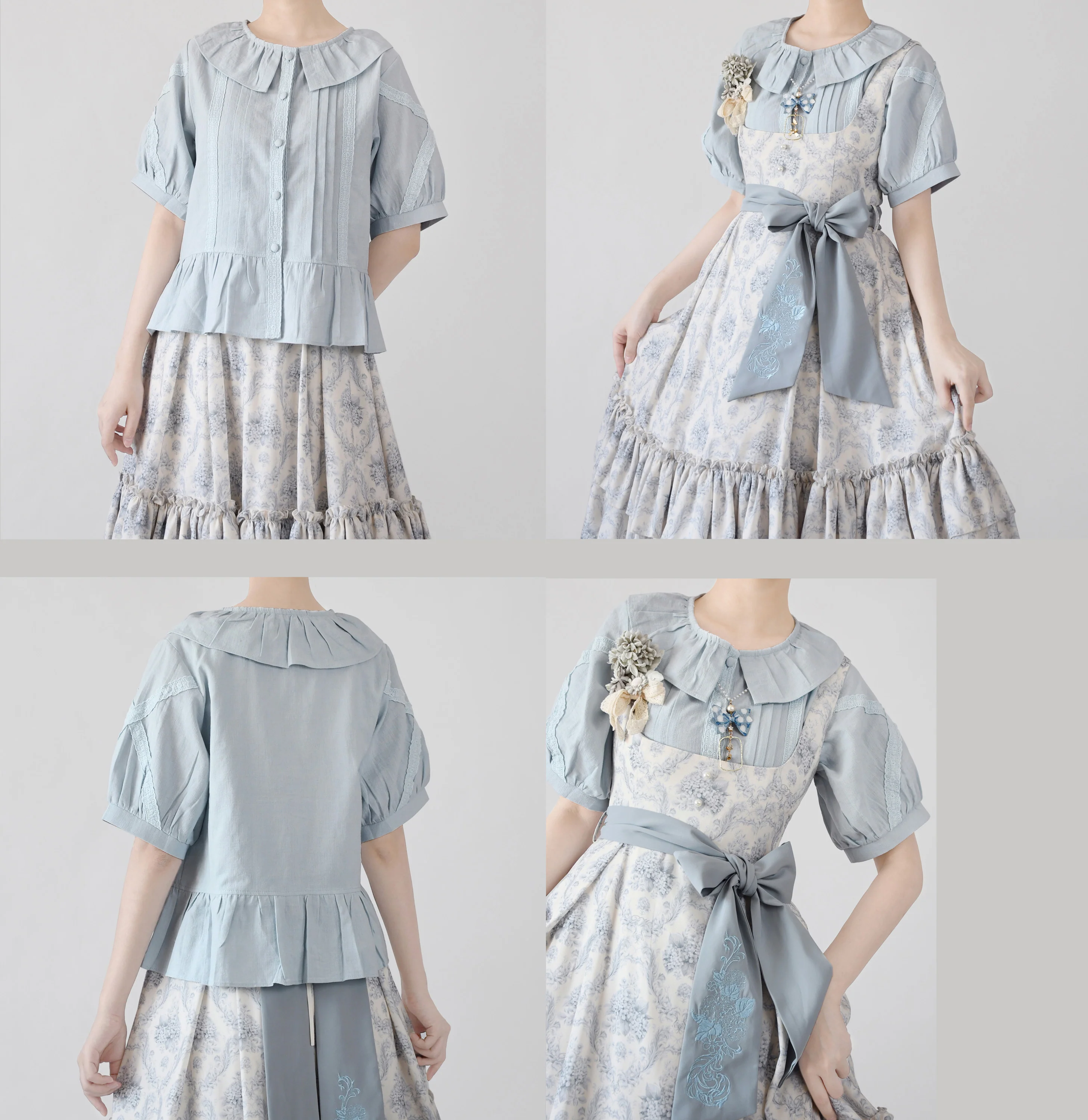 Spring Retro - Cotton Kawaii Lolita Shirt with Ruffled Neck and Lace Detail - Image 10
