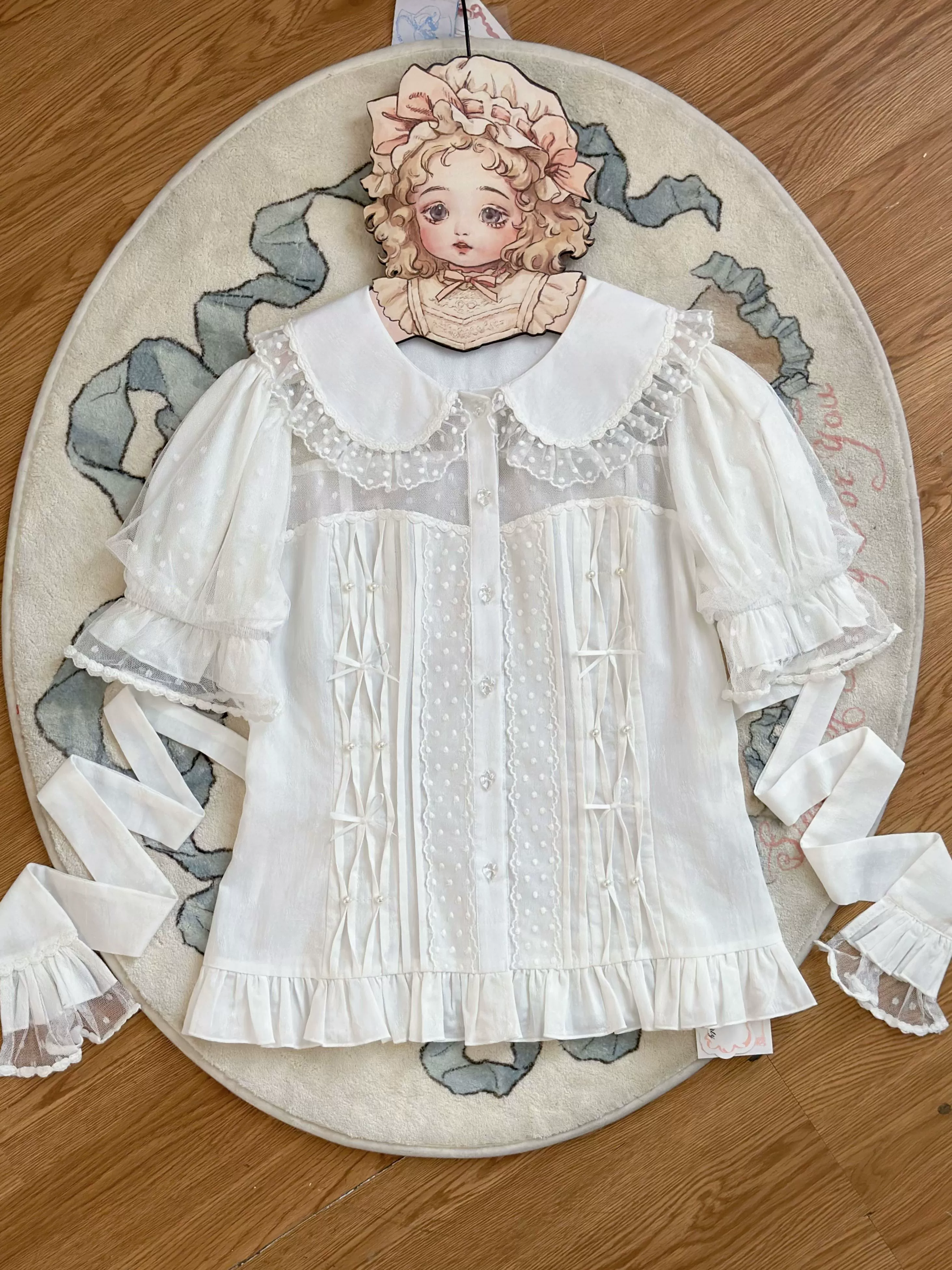 Little Heart - Cotton Lolita Shirt Versatile Puffy Sleeve Blouse - Image 5