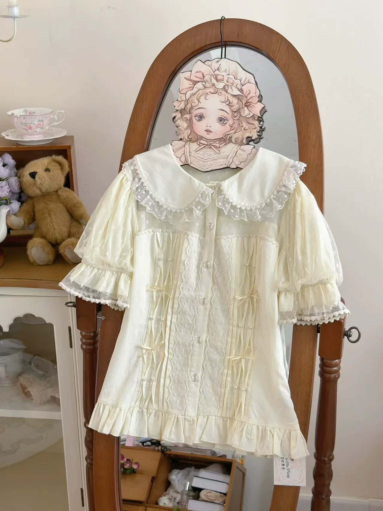Little Heart - Cotton Lolita Shirt Versatile Puffy Sleeve Blouse - Image 8