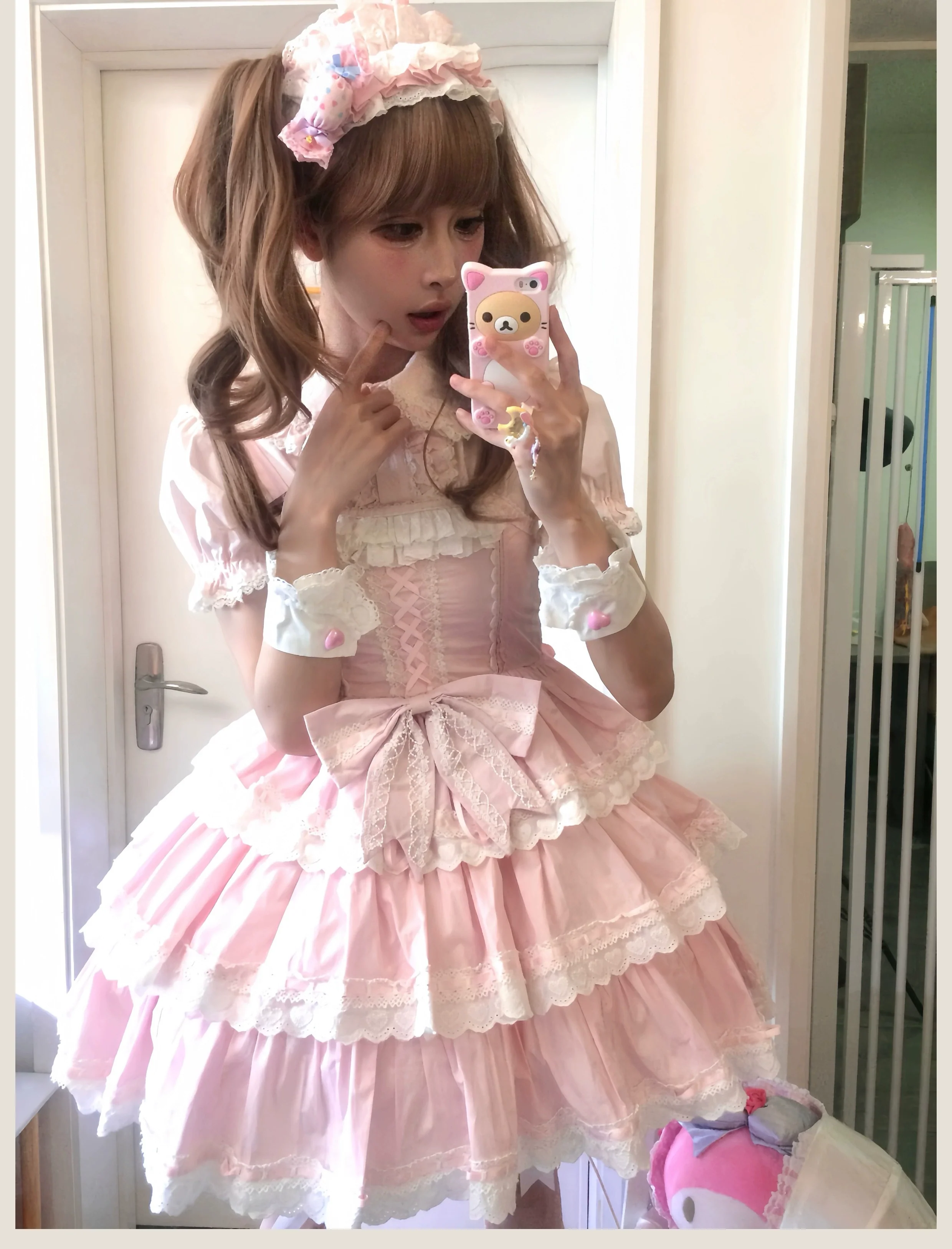 Otome Heart - Cotton Old School Lolita JSK Dress Suit, Heart-Shaped Lace Trim - Image 20