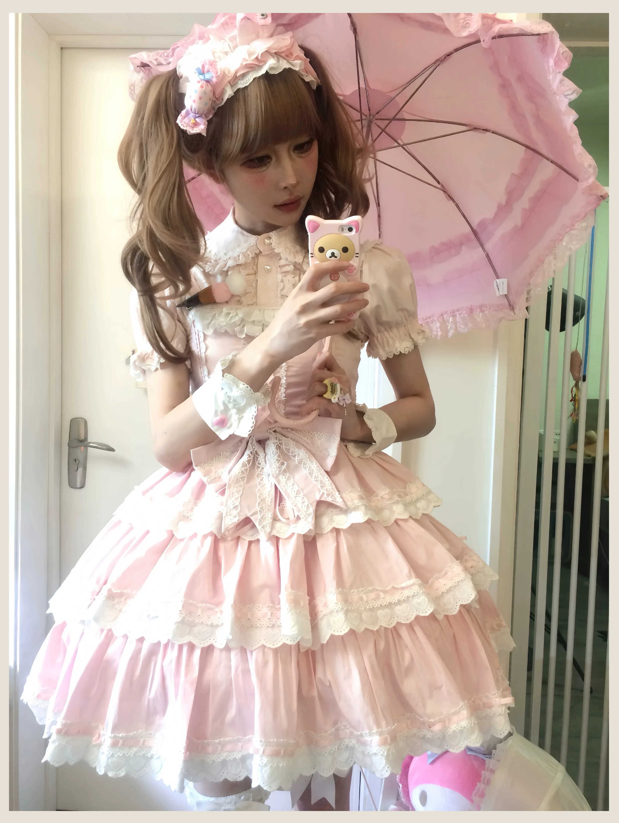 Otome Heart - Cotton Old School Lolita JSK Dress Suit, Heart-Shaped Lace Trim - Image 21