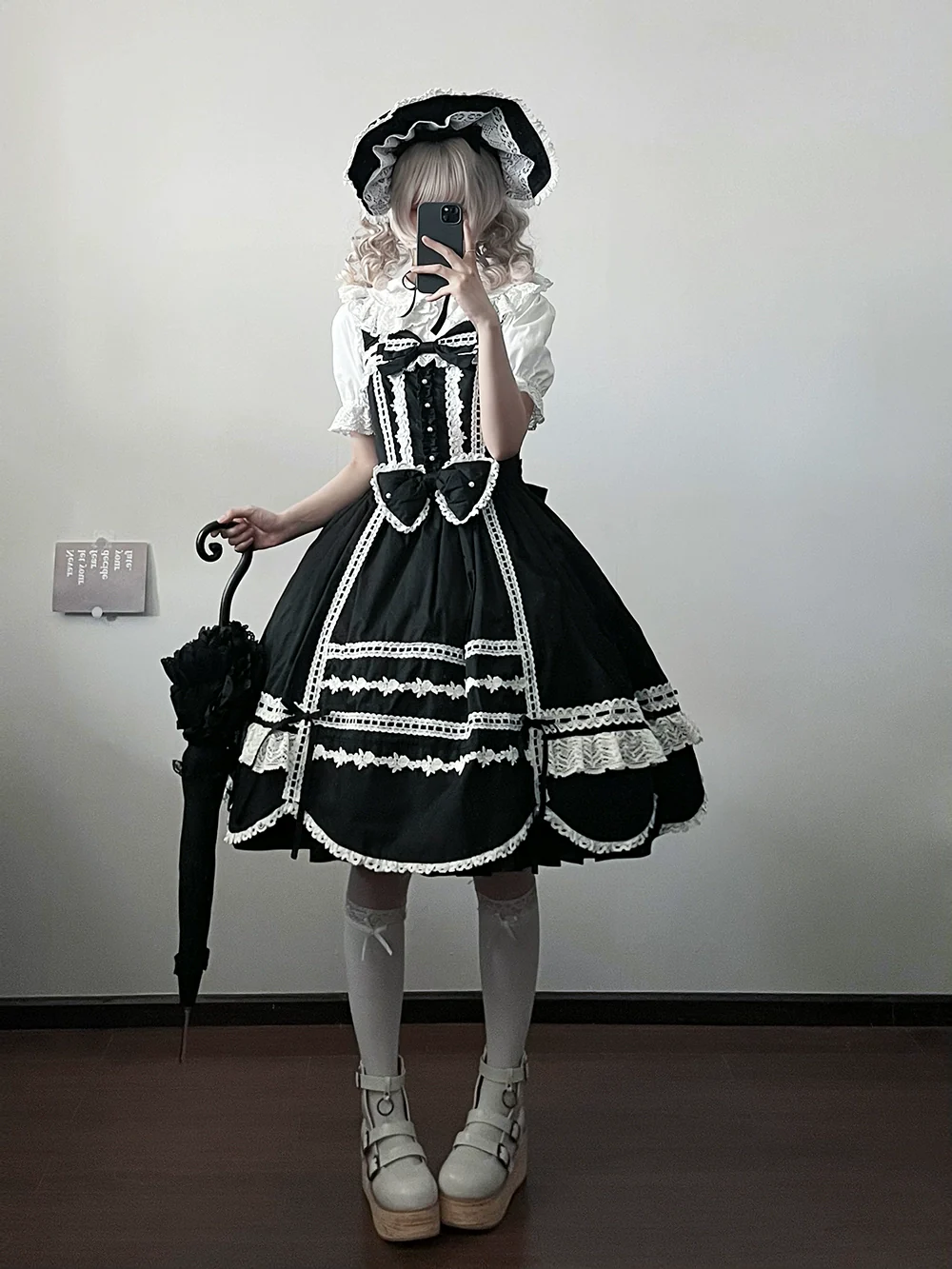 Vintage Petal Rabbit - Cotton Old School Lolita JSK Dress, Petal-Shaped Hem - Image 3