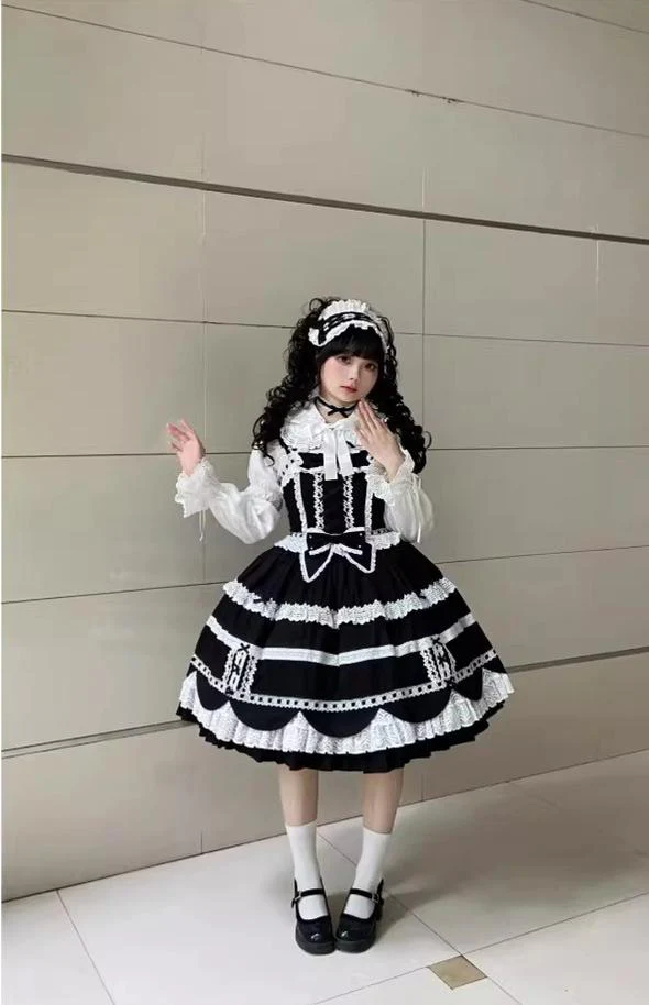 Cream Petal - Cotton Old School Lolita JSK, Layered Tiered Hem - Image 11