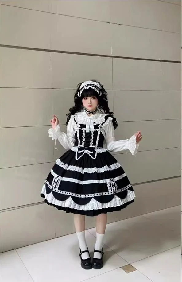 Cream Petal - Cotton Old School Lolita JSK, Layered Tiered Hem - Image 12