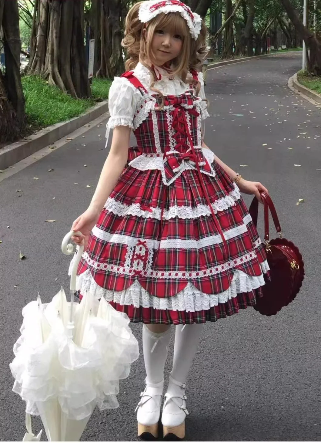 Cream Petal - Cotton Old School Lolita JSK, Layered Tiered Hem - Image 13