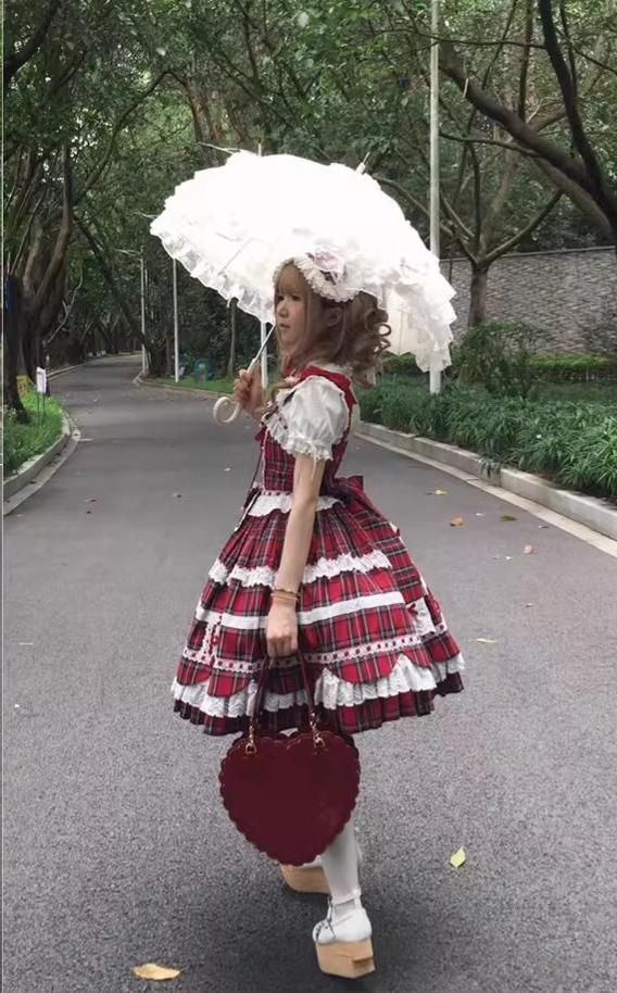 Cream Petal - Cotton Old School Lolita JSK, Layered Tiered Hem - Image 15