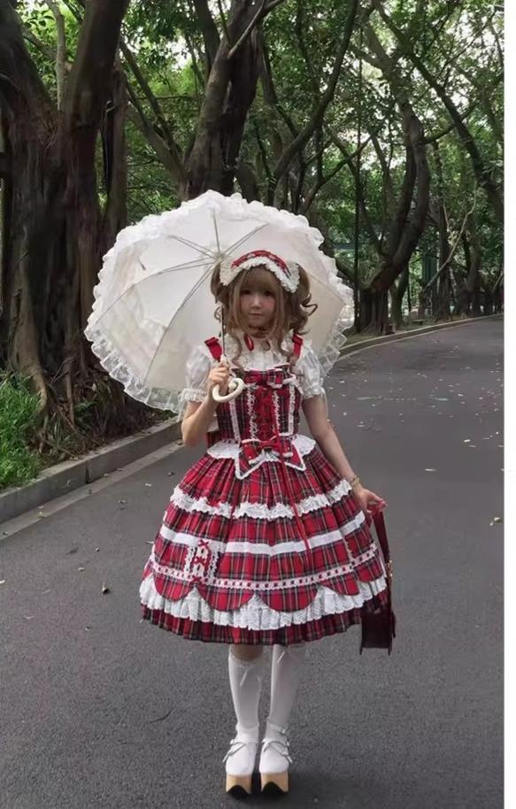 Cream Petal - Cotton Old School Lolita JSK, Layered Tiered Hem - Image 16