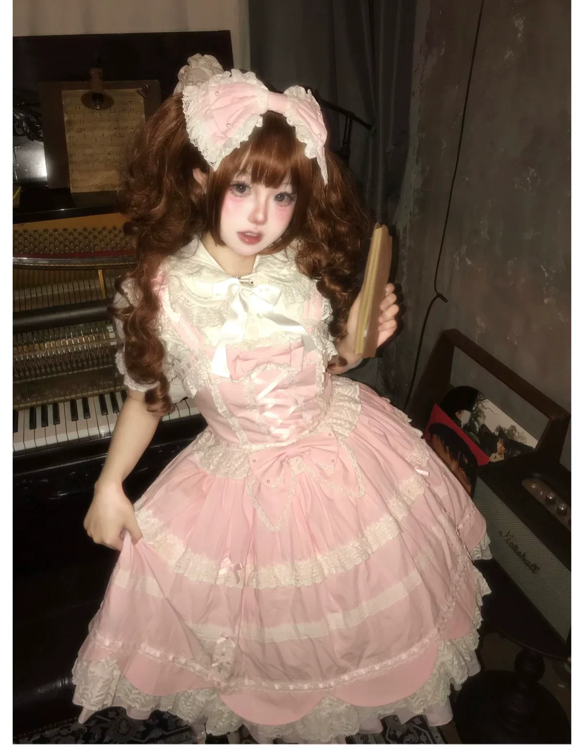 Cream Petal - Cotton Old School Lolita JSK, Layered Tiered Hem - Image 19