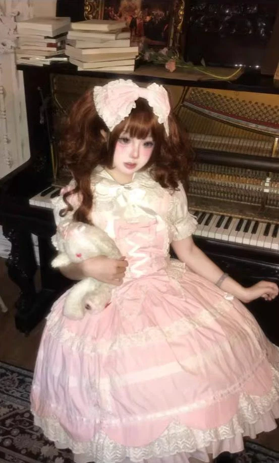 Cream Petal - Cotton Old School Lolita JSK, Layered Tiered Hem - Image 22