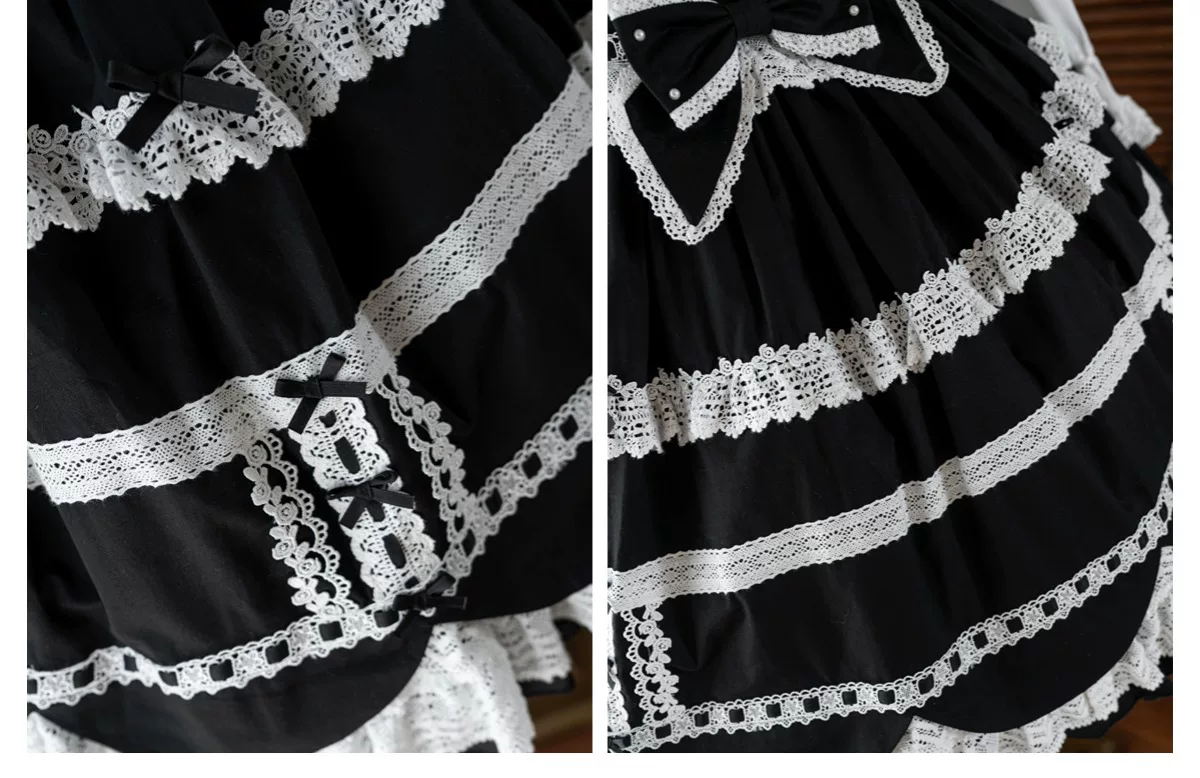 Cream Petal - Cotton Old School Lolita JSK, Layered Tiered Hem - Image 6