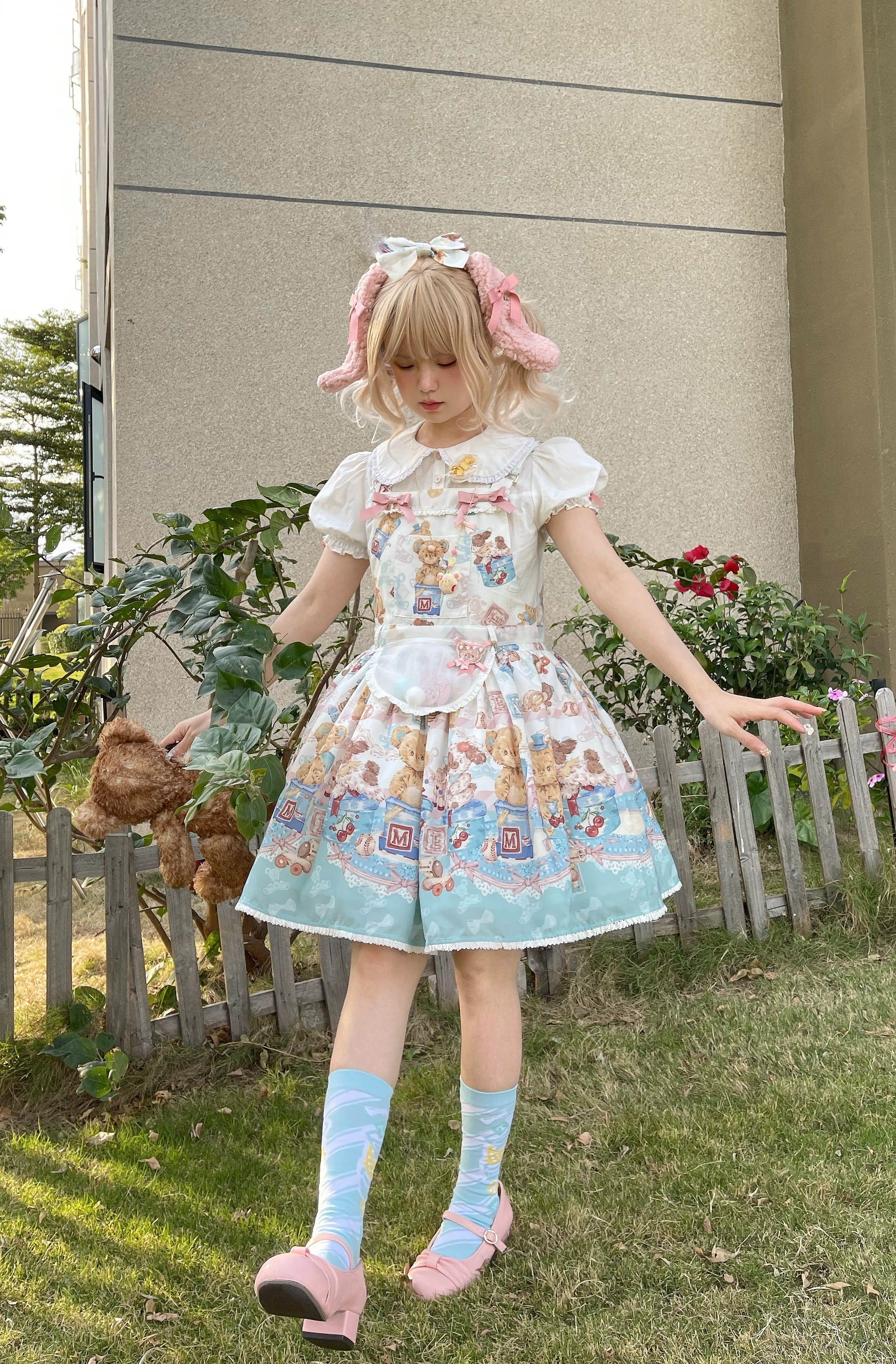 Walnut Museum- Toy Anniversary - Cotton Sweet Lolita Blouse, Bow Accents - Image 4
