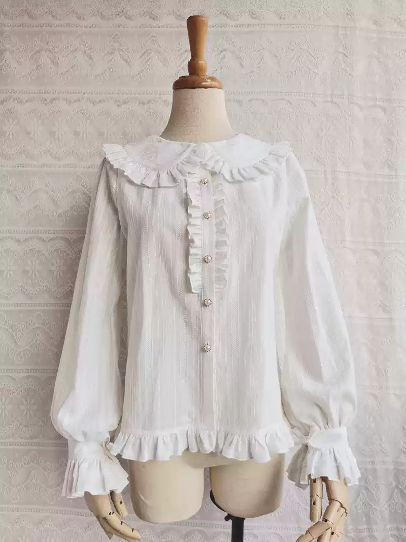 Cotton Sweet Lolita Blouse, Flounce Ruffles