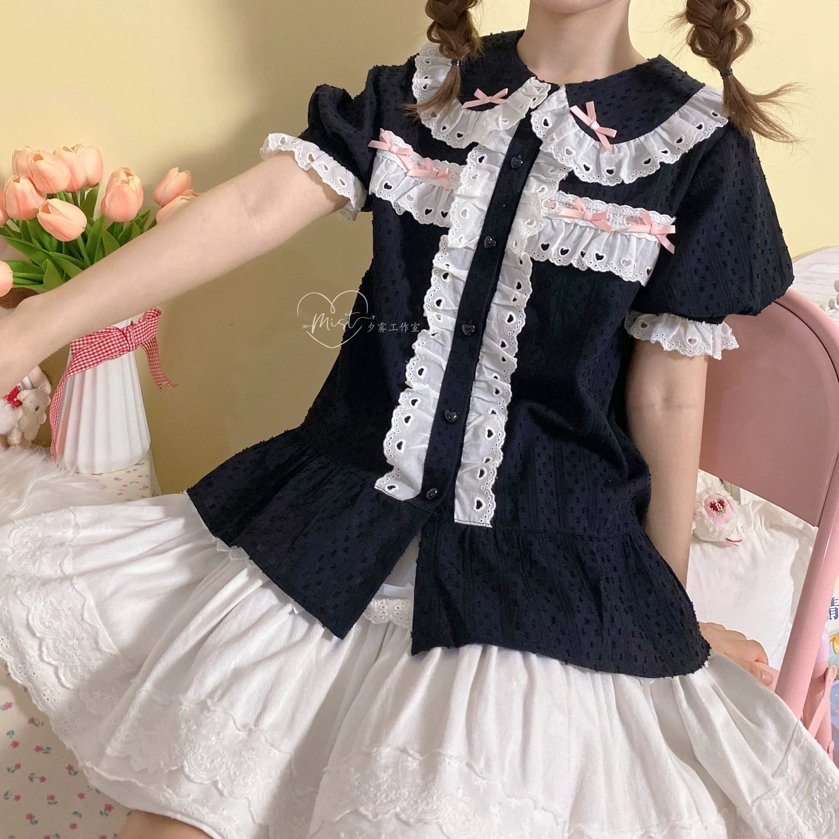 Cotton Sweet Lolita Blouse, Peter Pan Collar - Image 17