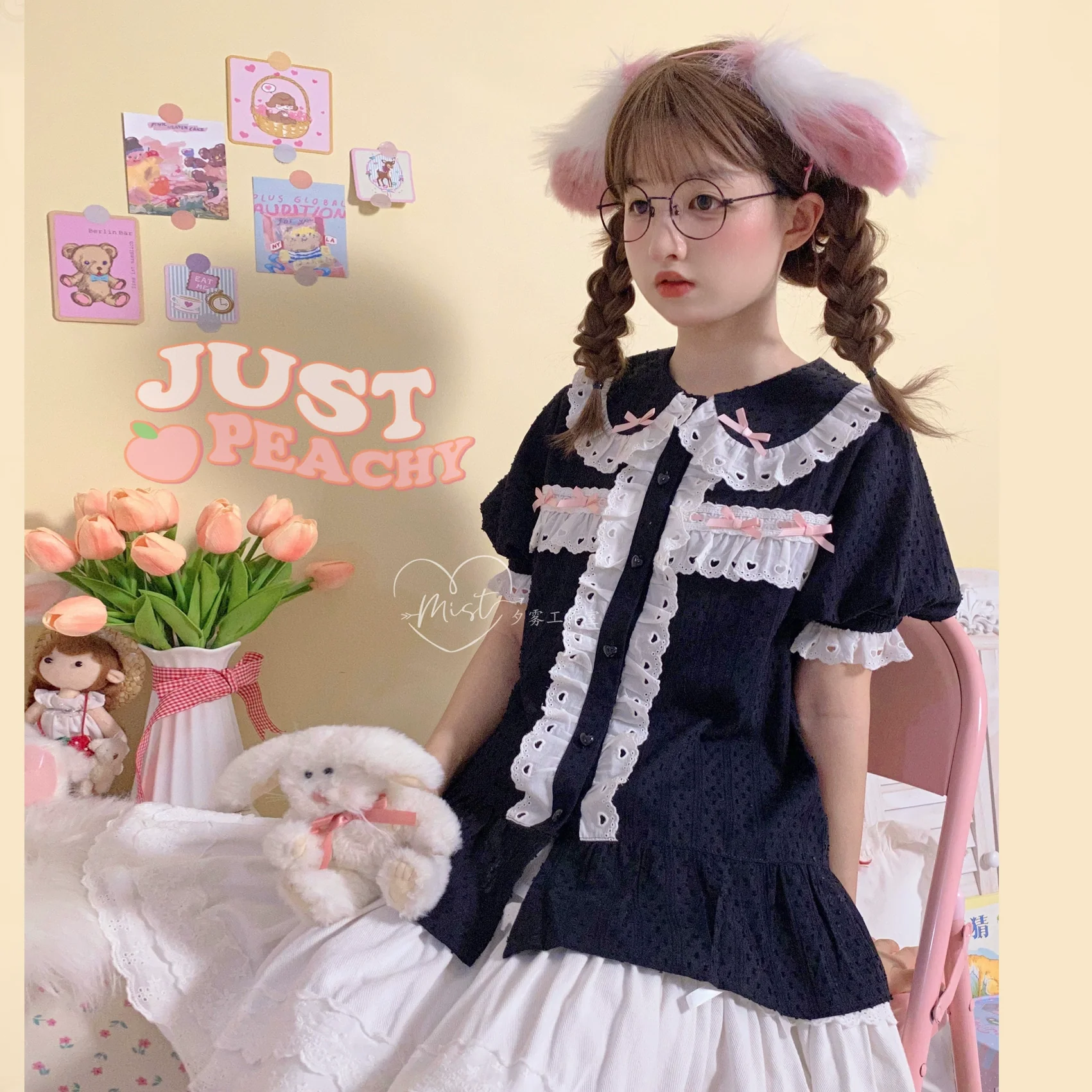 Cotton Sweet Lolita Blouse, Peter Pan Collar - Image 18