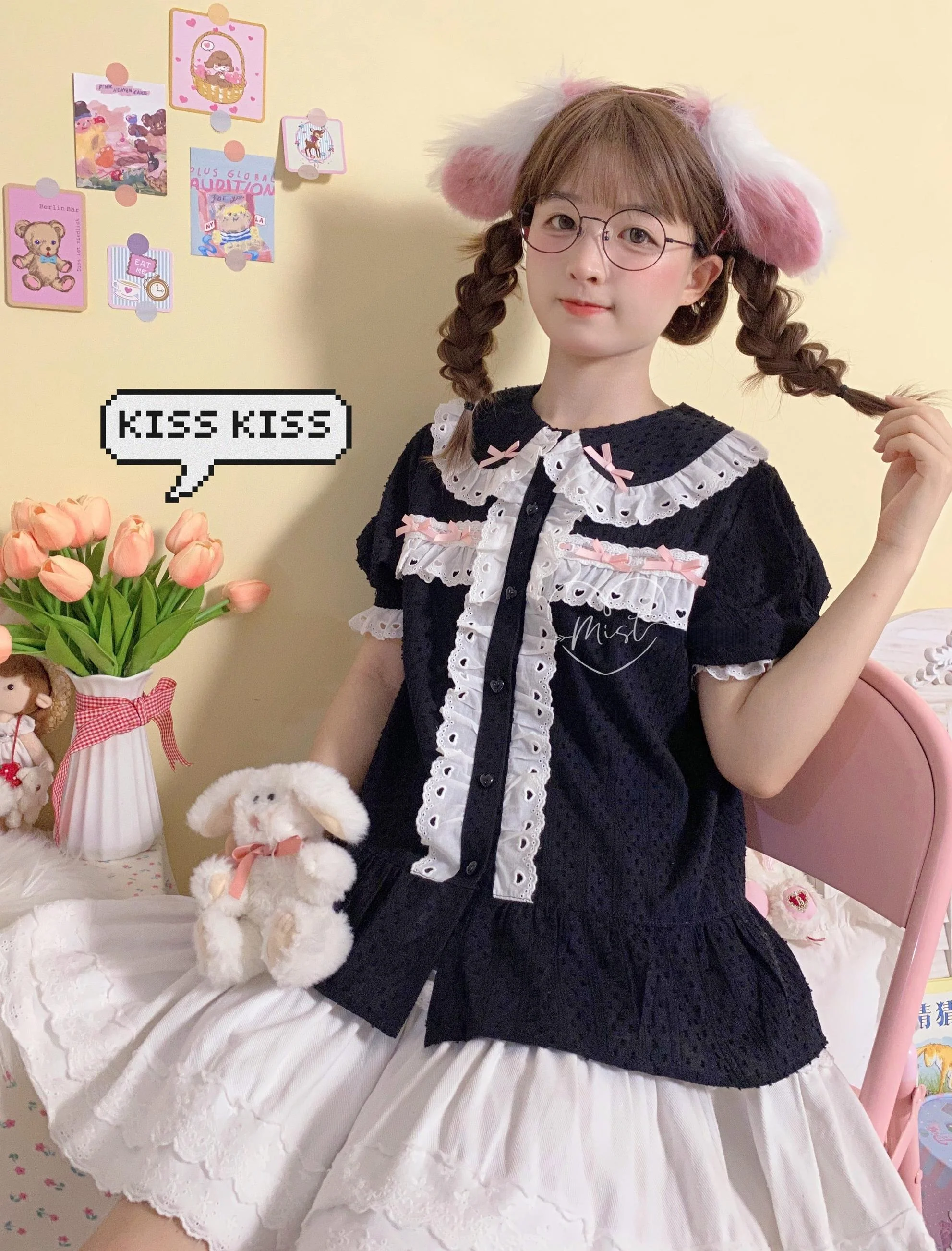 Cotton Sweet Lolita Blouse, Peter Pan Collar - Image 2