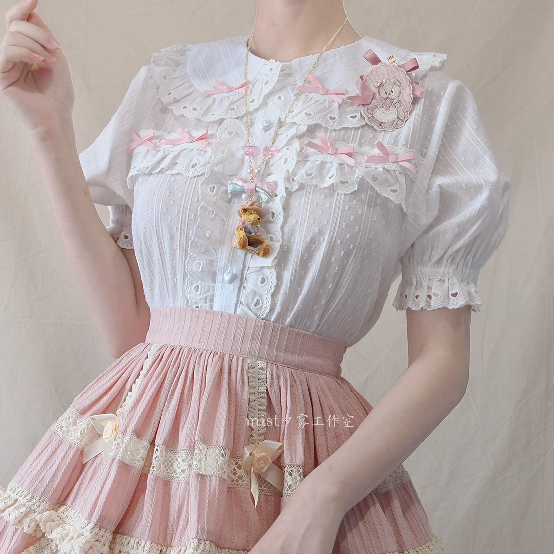 Cotton Sweet Lolita Blouse, Peter Pan Collar - Image 4