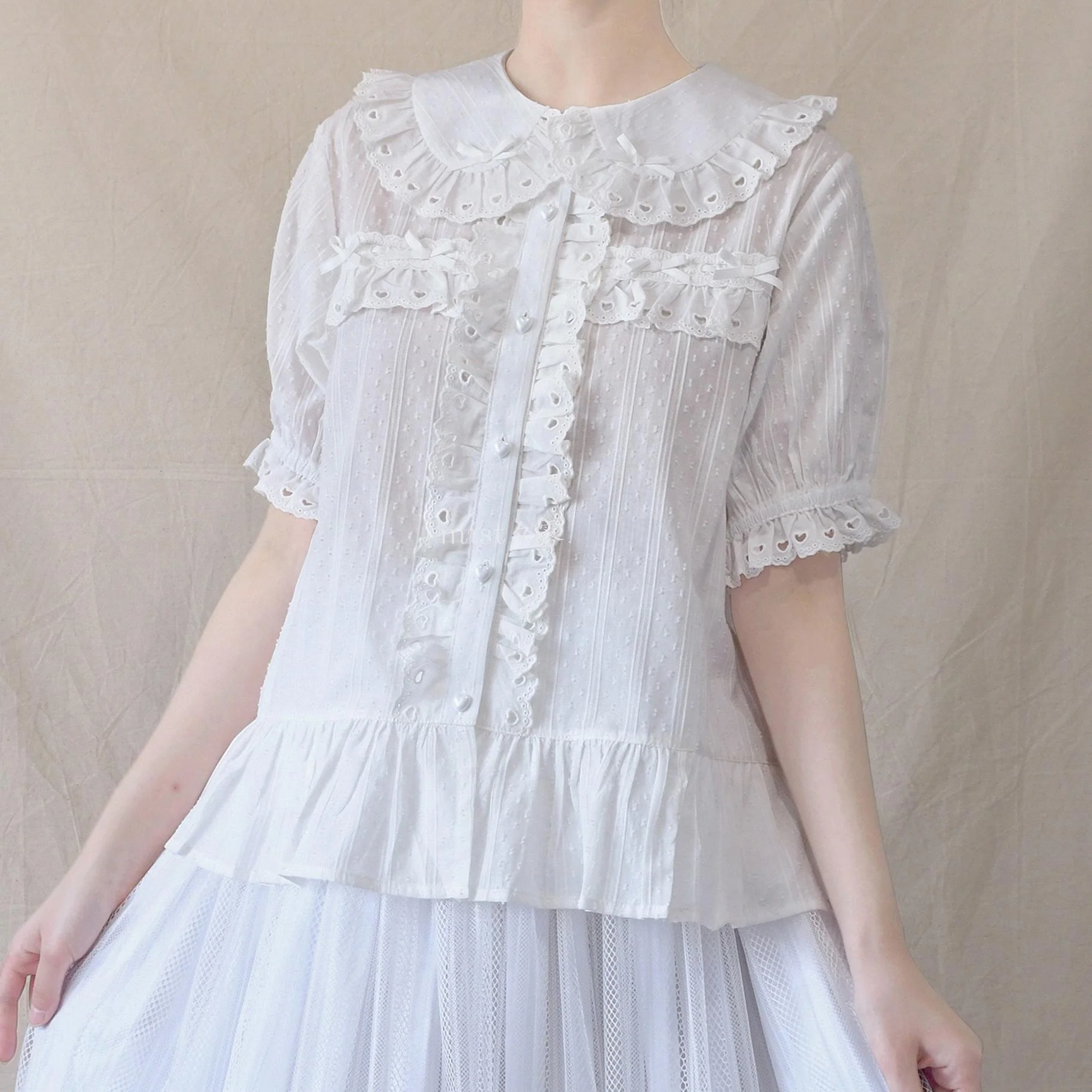 Cotton Sweet Lolita Blouse, Peter Pan Collar - Image 7