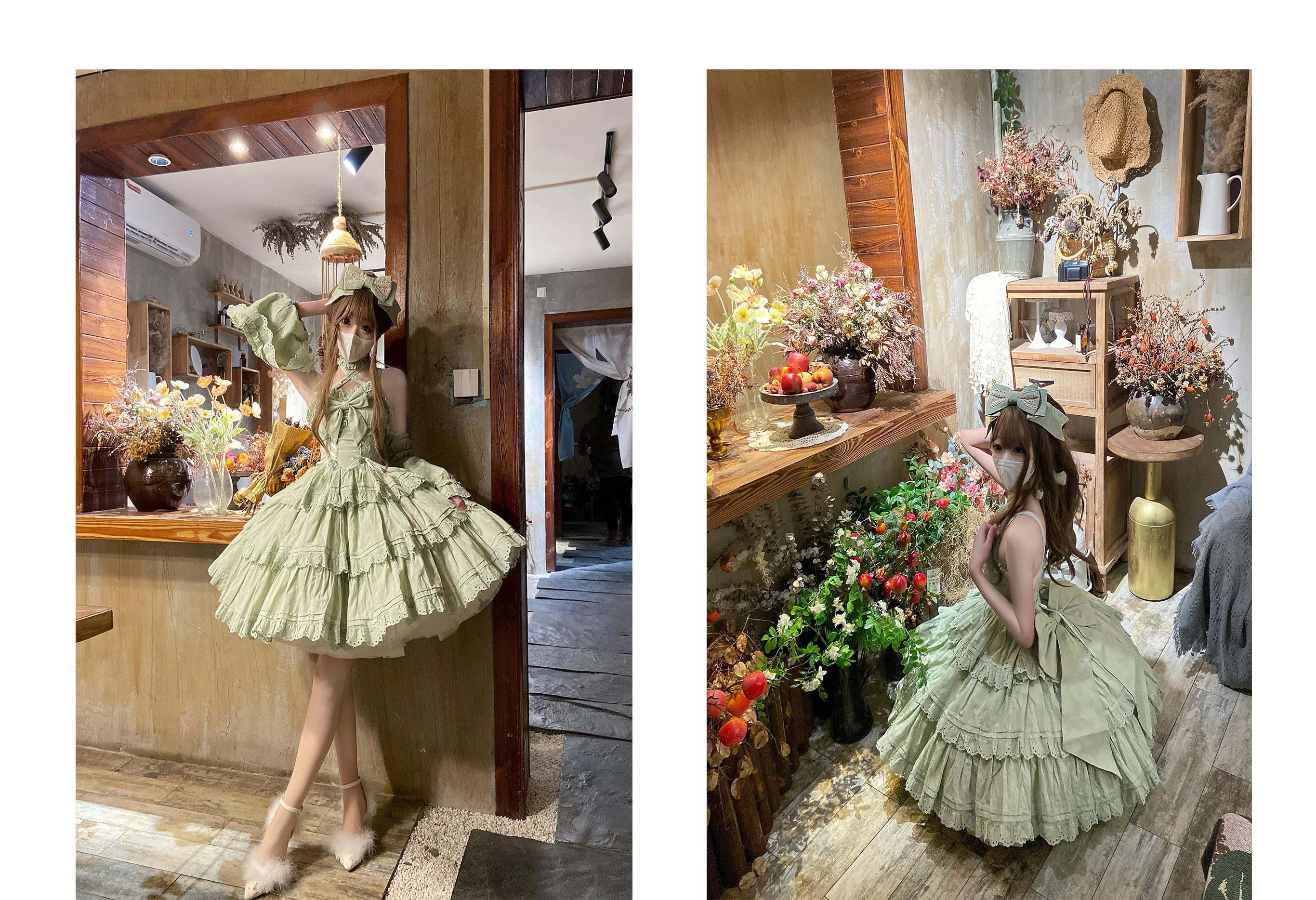 MEEKWIND - Miss Flora - Cotton Sweet Lolita Dress Set Doll-like OP and JSK - Image 14