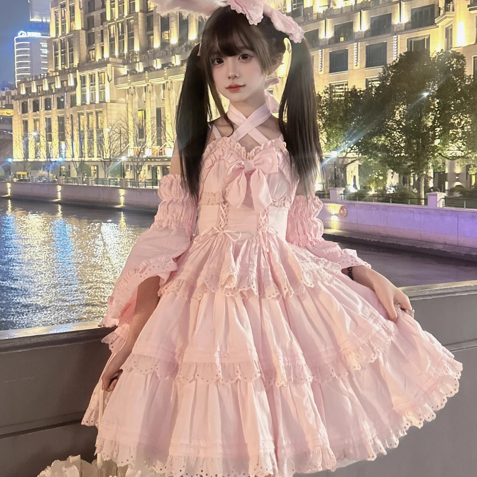 MEEKWIND - Miss Flora - Cotton Sweet Lolita Dress Set Doll-like OP and JSK - Image 2
