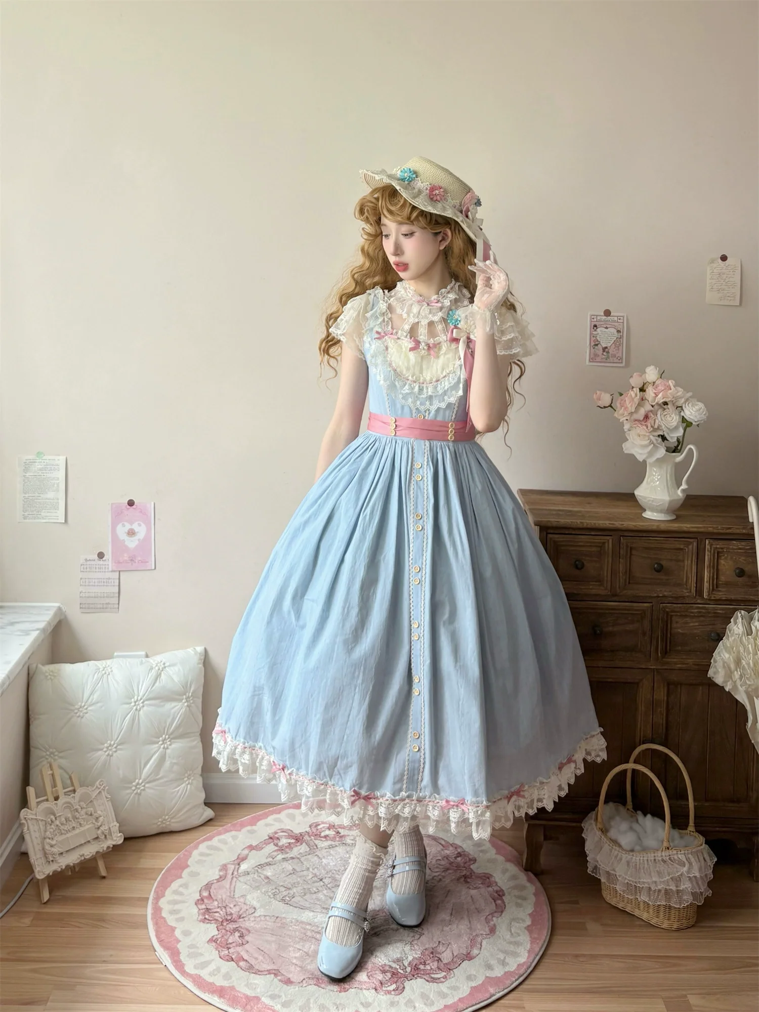 Fluttering Cherry Spring Strings - Cotton Sweet Lolita JSK Dress - Image 110