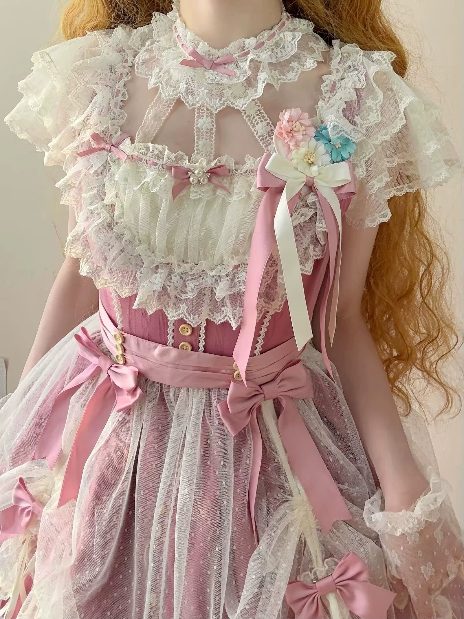 Fluttering Cherry Spring Strings - Cotton Sweet Lolita JSK Dress - Image 113